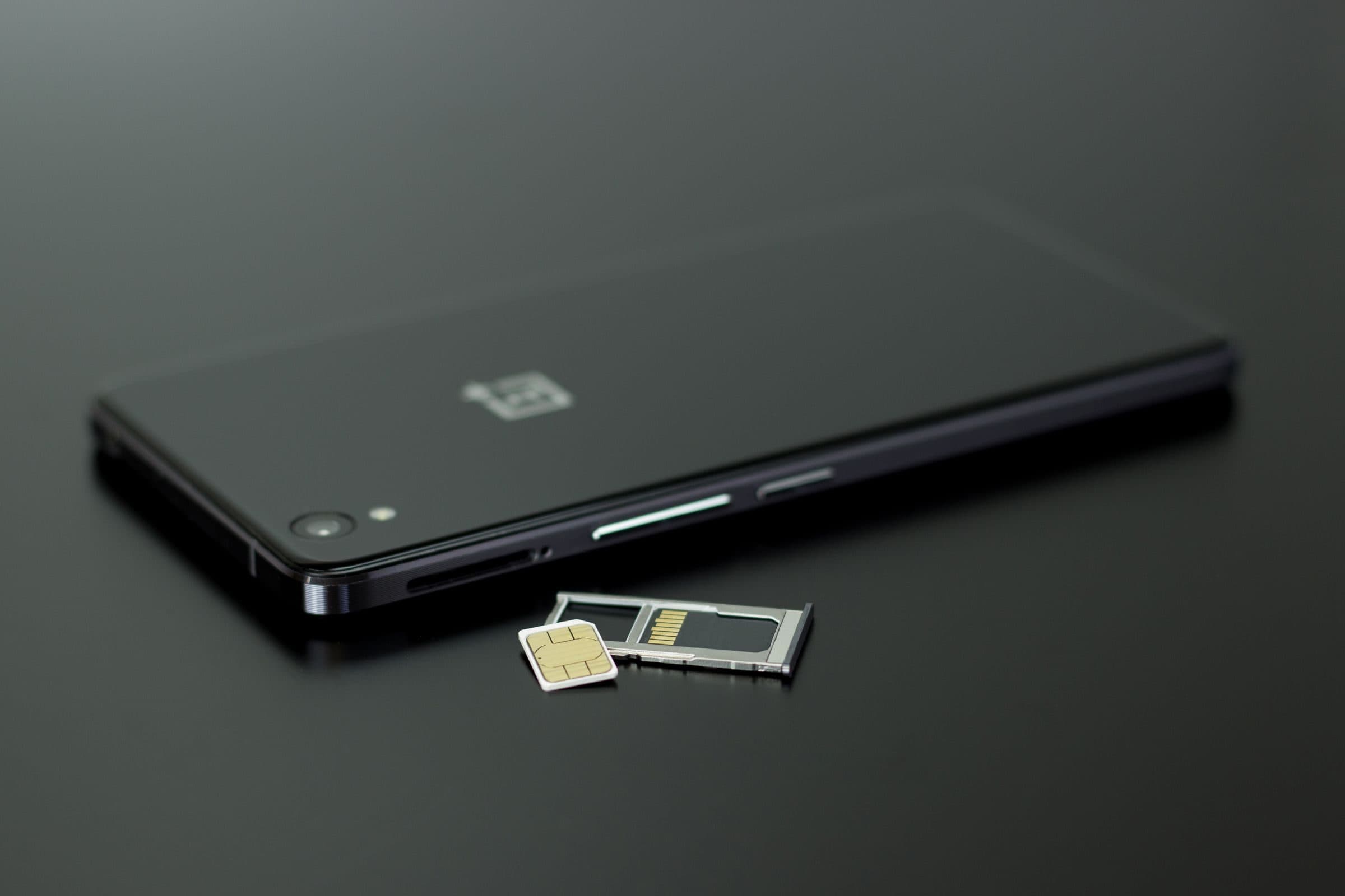 Smartphone with nano-SIM card and SIM tray — prepaid wireless connectivity